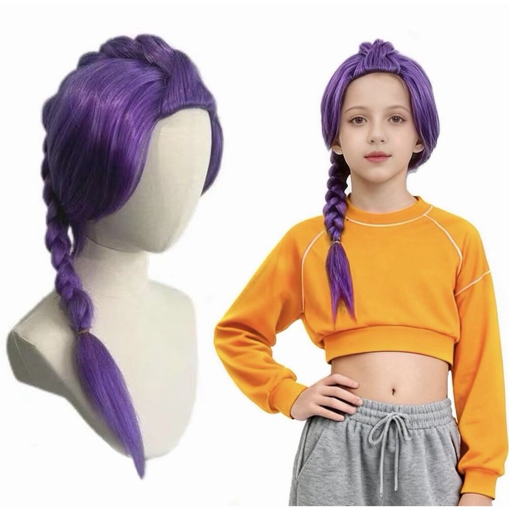 Purple Braided Wig 23/35 Inches Long, Girls Anime Cosplay Hair Extensions